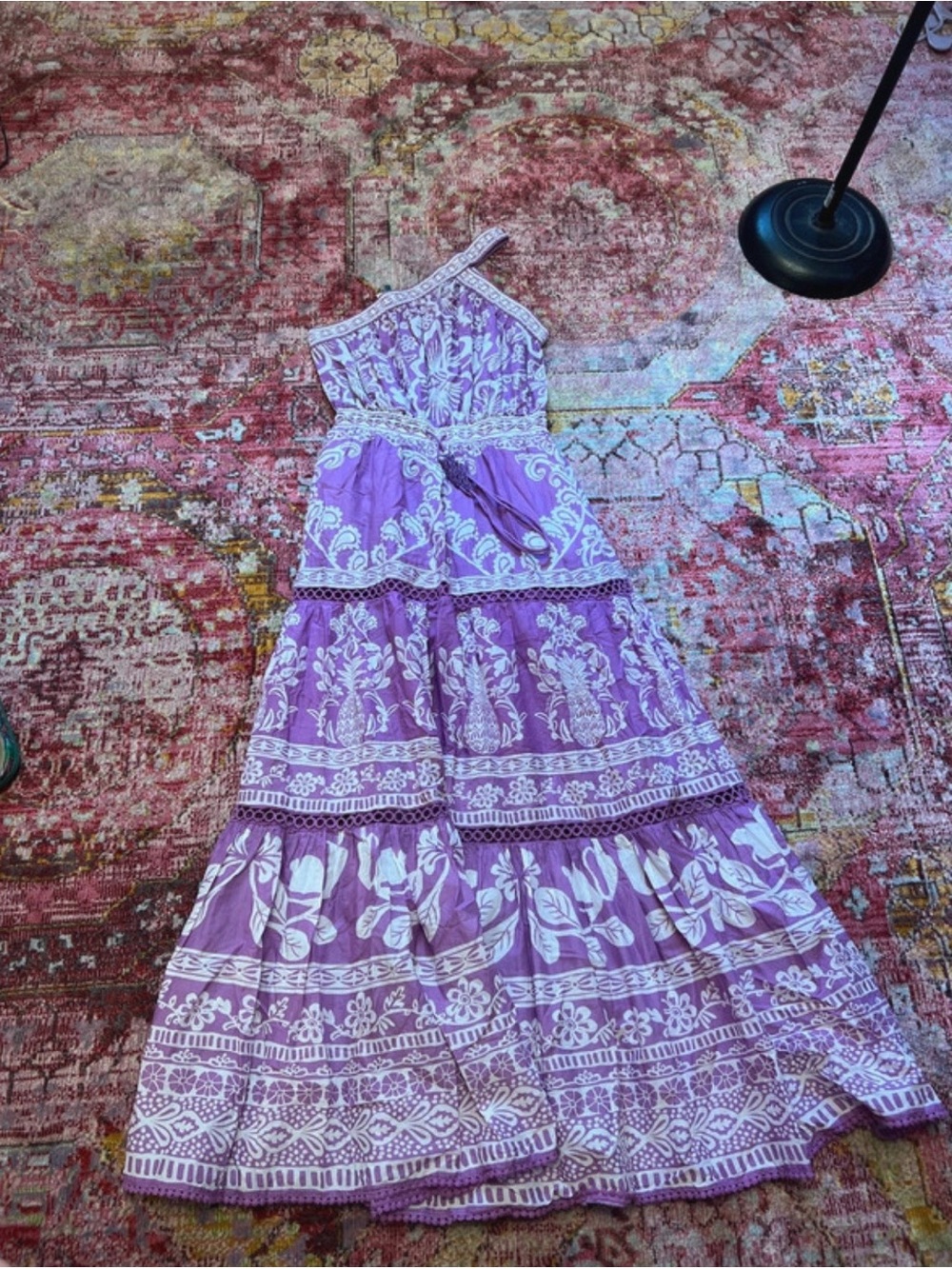 FARM Rio Lavender Floral Tiered Maxi Dress